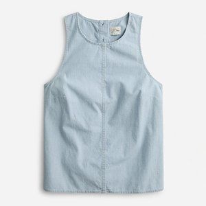 Chambray tank top with button back